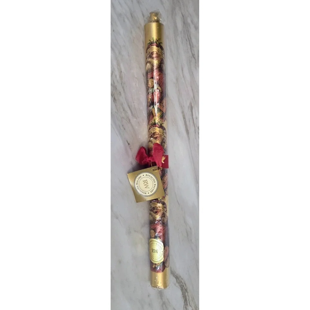 Vintage Rosalind Walshe Victorian‎ Style Christmas Candle Santa Toys Gold 16
